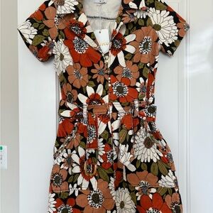 Show Me Your MuMu Floral Mini Dress - Black, White, Brown, Orange